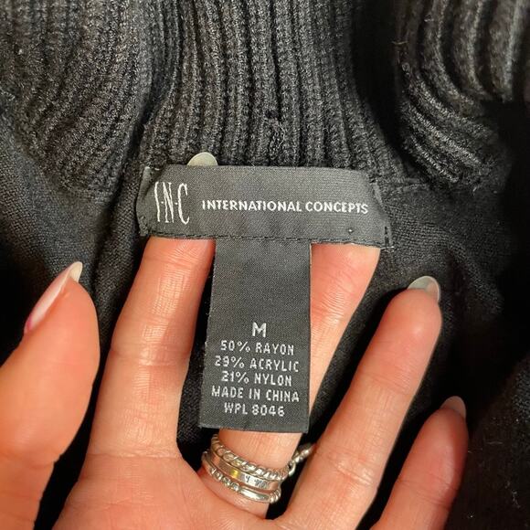 INTERNATIONAL CONCEPTS Ribbed Flyaway Black Sweater Cardigan Medium - Picture 3 of 3